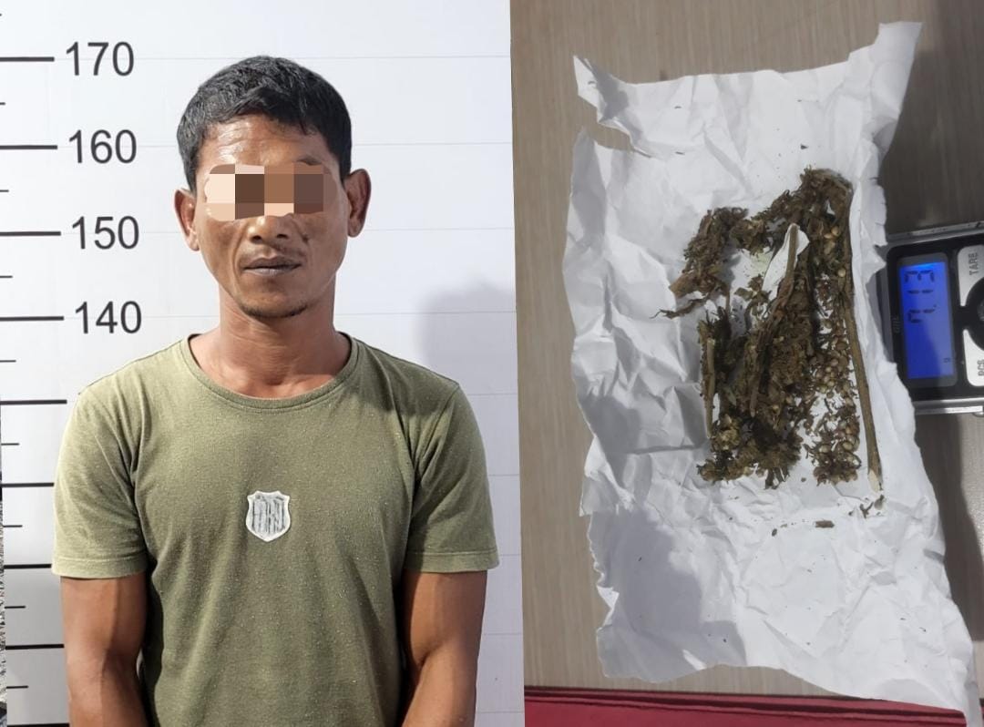 Nelayan di Lhokseumawe ditangkap polisi akibat membawa paket ganja. (Foto: Dok. Polisi)