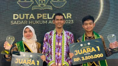 Dua pelajar wakili Kota Sabang Muhammad Fitra Aulia dan Luthfia Rahma terpilih sebagai duta pelajar sadar hukum Aceh. (Foto: Dok. Pribadi)