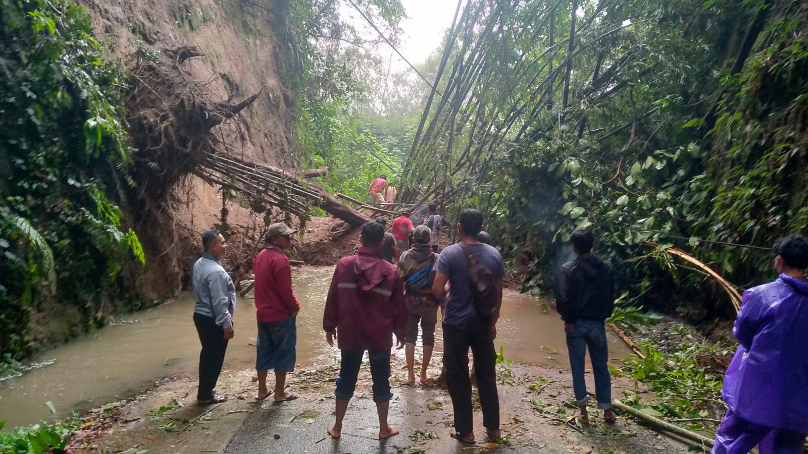 Tanah longsor dan pohon tumbang terjadi di tiga kecamatan, di Kabupaten Agam. (Foto: BPBD Kabupaten Agam)