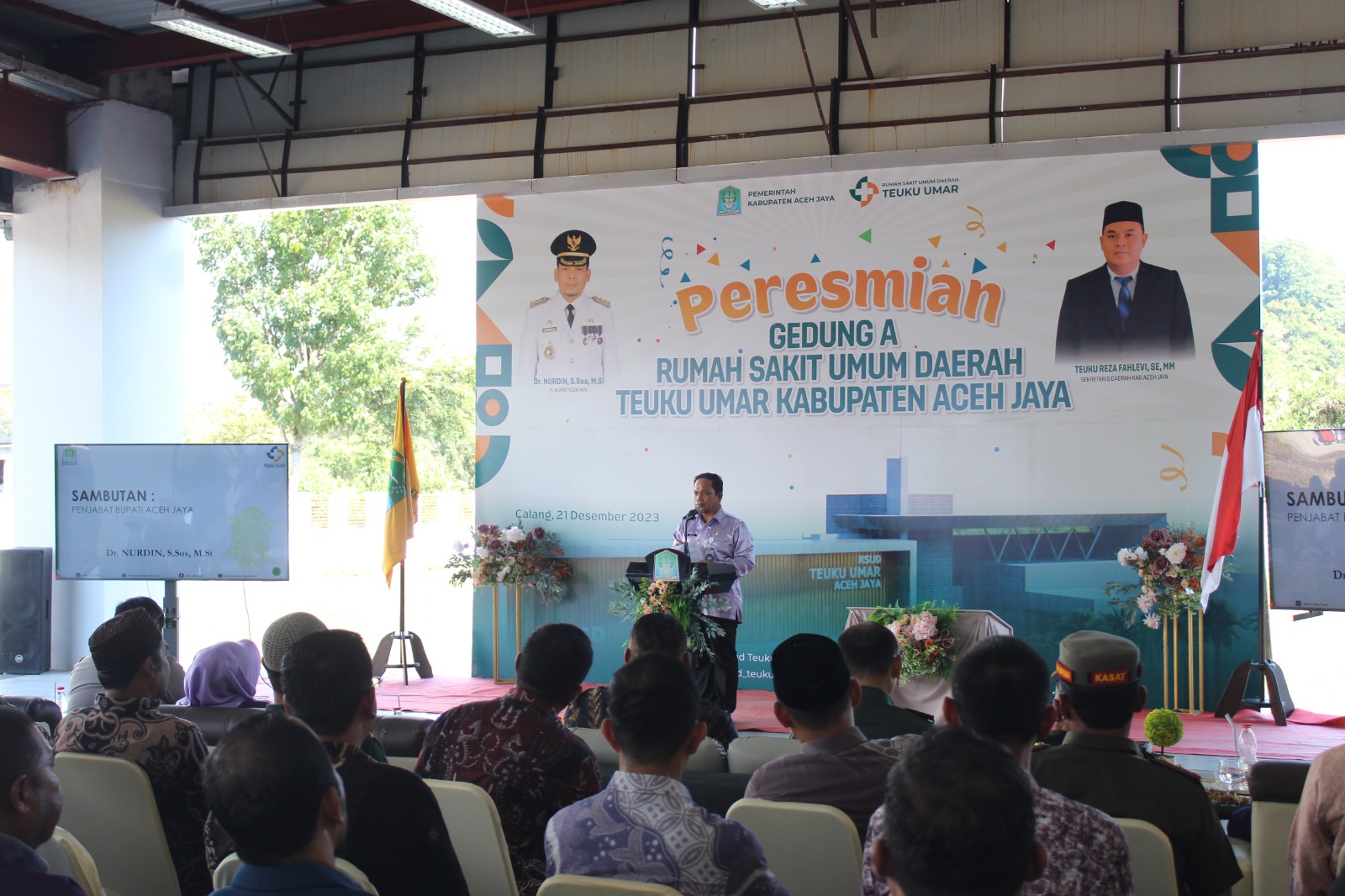 Pj Bupati Aceh Jaya Nurdin saat peresmian Gedung A RSUD Teuku Umar Calang, Kamis, (21/12/2023). (Foto: Distori/Humas Aceh Jaya)