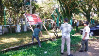 Ratusan Alat Peraga Kampaye dibongkar paksa di zona terlarang disepanjang jalan Nasional Banda Aceh - Meulaboh, Kamis (21/12/2023). (Foto: Distori/Dok. Satpol PP)