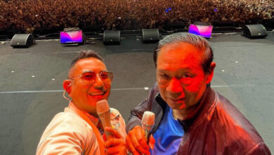 Presiden Indonesia ke-6 Susilo Bambang Yudhoyono (SBY) saat tampil di Pestapora 2024. (Foto: Instagram/riofebrian25)