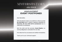 Poster pengumuman penundaan konser My First Story di Jakarta. (Foto: Istimewa)