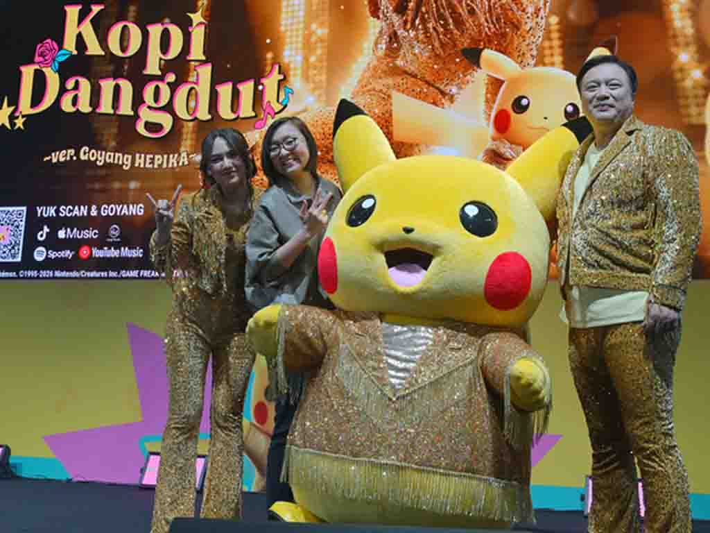 Suasana konferensii pers perilisan single kolaborasi Happy Asmara dengan Pikachu dalam video musik Kopi Dangdut ver. Goyang HEPIKA. (Foto: Istimewa)